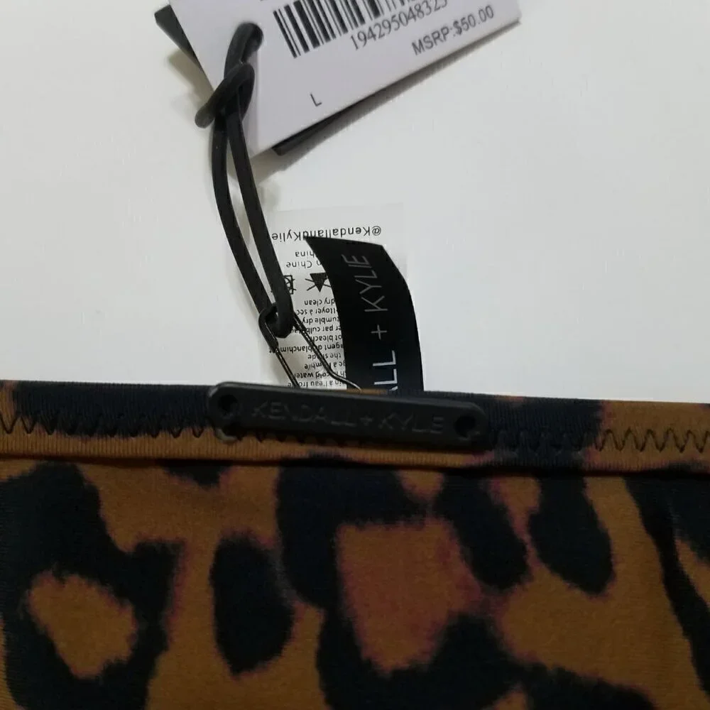 NWT Kendall & Kylie Triangle Mesh Bottom Leopard Animal Print Size L